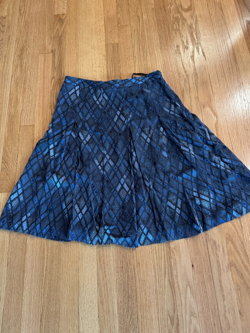 Women's Blue Patterned Pleated Alfani Skirt